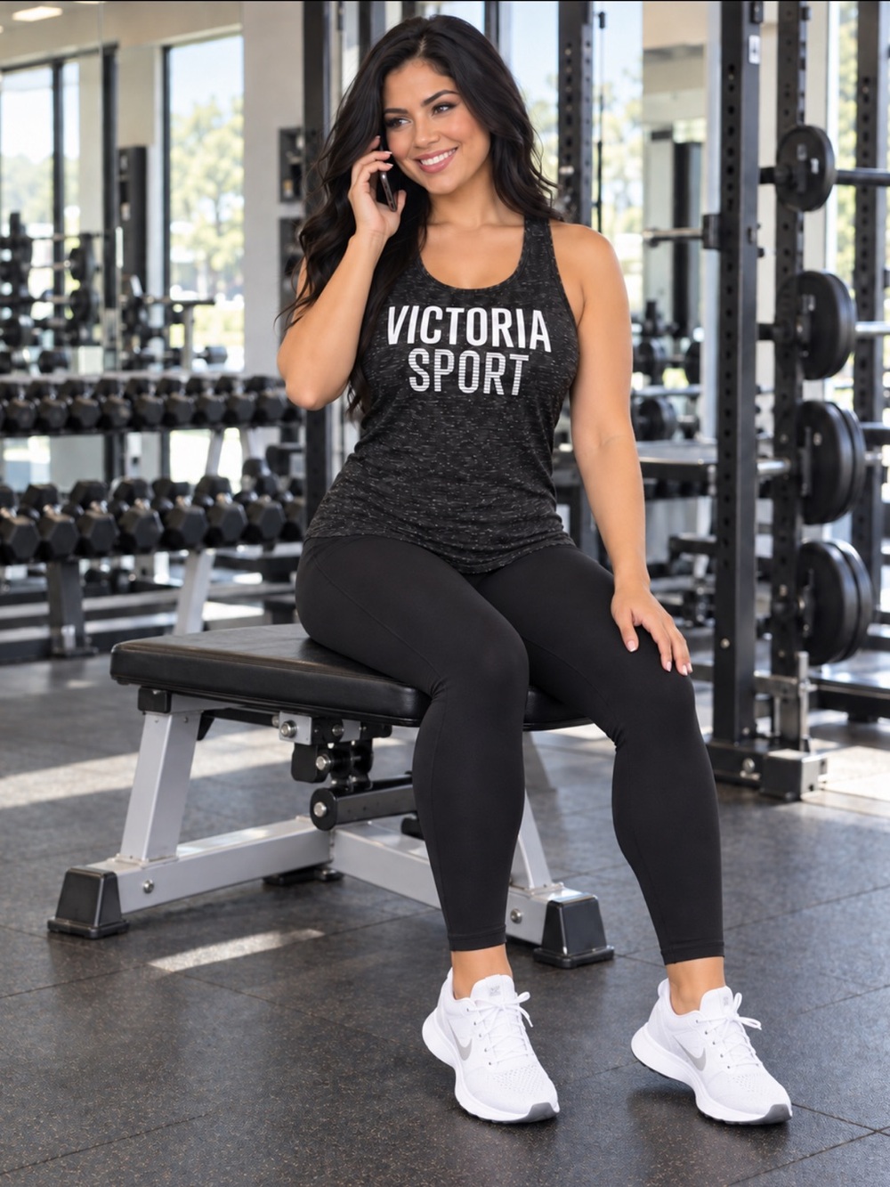 🖤🤍 Victoria’s Secret VSX Sport Strappy Open Back Marbled Tank 🤍🖤